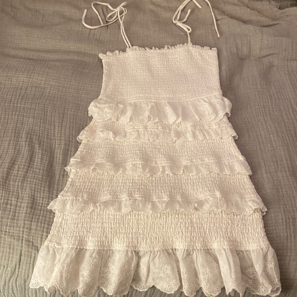 NWT White Eyelet Smocked Mini Dress